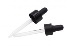 China 15mm 18mm 24mm Black Glass Dropper Pipette Smooth Plastic Cap For Bottles supplier