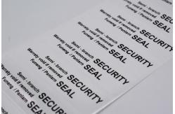 China 85um 2mil Tamper Proof Security Stickers White Gloss Semi Transfer Low Residue supplier