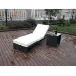 PE Rattan Sun Lounger , Cane Beach Lounge Chair With Side Table for sale