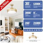 Transparent Hidden Blade Ceiling Fan with LED Light 1stshine Luxury European Design
