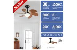 China 30 Mini Ceiling Fan With Light Wood Blade 6 Speed Choice Hi Speed supplier