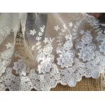 White Embroidery Flower Cotton Nylon Mesh Lace Fabric 6.29'' Width For Garment for sale