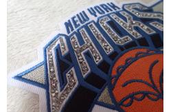 China Hotfix Custom Embroidered Patches Rhinestone Motif Iron On Transfer For Hoodies supplier
