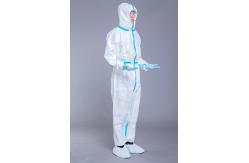 China 65GSM Disposable Isolation Coverall With Blue Taping supplier