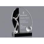 Custom Logo Golf Trophy Cup With Metal Golf Figures & Crystal Golf Ball for sale
