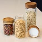 Food Container Spice Glass Container Jars Kitchen Borosilicate With Wood Lid