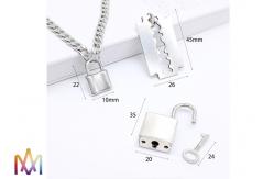 China Hiphop Double Layer Key Lock Engraved Mens Chain Necklace supplier