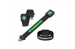 China Shiny When Reading On Computer Silicone Wristband Usb With LED Light Laser Logo supplier