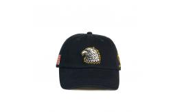 China 6 Panel Embroidered Baseball Caps Animal Eagle Pattern Dad Cap With America Flag supplier