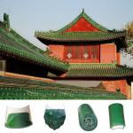 Traditional Celadon Glazed Roof Tiles Semicircle Shaped for sale