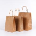 Recyclable Gravure Carrying Shopping Bags Varnishing Takeaway Food Kraft Paper Bag for sale