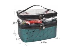China Hot sell cosmetic bag with 2 layer for double zippers supplier