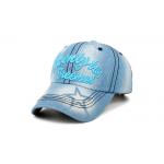Royal Blue Cowboys Baseball Cap , Outdoor Sports Plain Denim Distressed Mens Denim Cap for sale