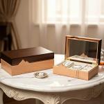 Handcrafted Wooden Jewelry Box with Carved Groove Design, Custom Wholesale Wood Jewellery Gift Box