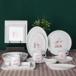 Japanese Cherry Blossom White Round Rectangle Square Baking Dessert Bowl Restaurant Ceramic Dinner Plate And Mug for sale