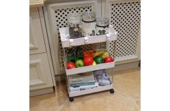 China Movable Vegetable Stainless Storage Cart , Slim Rolling Bathroom Storage Carts supplier