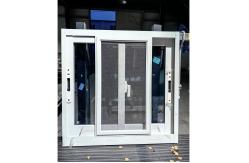 China Double Glazed 3 Track Aluminum Sliding Glass Windows With Push Up Down Lock supplier