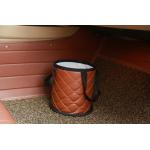Mini Brown Leather Waste Bin , Car Garbage Bin Custom Logo 15 * 15 * 17CM for sale