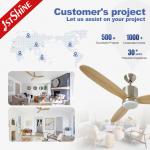 Dimmable LED 52 Inches Solid Wood Ceiling Fan Light With Smart App Control