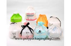 China Frosted CPE White LDPE Ribbon Plastic  Drawstring Bags For Snacks Packaging supplier