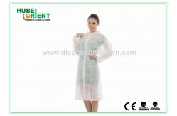 China 55gsm Single Use Tyvek Protective Lab Coat With Velcros Closure supplier