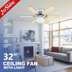 1stshine 32 Inch Ceiling Fan Light with 6 MDF Blades and Remote Control 10-Year Motor for sale