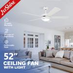 China 52 White Ceiling Fan with LED Light & Pull Chain  1stShine manufacturer