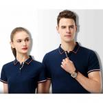 Black Staff Mens Breathable Polo Work Shirts Screen Printing Plain Solid Blue Color for sale