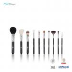 Synthetic Hair 10pcs SGS Cosmetic Makeup Brush Black Wooden Handle for sale