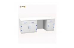 China Island Polypropylene Lab Bench With Ceramic Tabletop Customizable Cabinet supplier