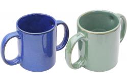 China 16 Ounce Set Of 2 Double Handle Ceramic Drinking Mug Dishwasher SAFE supplier