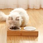 Ceramic Pet Bowl Bamboo Cat Bowl Amazon Double Bowl Dining Table Drinking Dog Bowl Grain Bowl Wooden Cat Bowl for sale