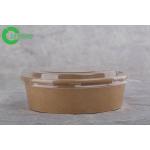 Disposable Kraft Paper Bowl 32oz Round Salad Container With Clear Plastic Lid for sale