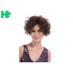 6 Inch Hand Tied Short Synthetic Wigs , 1B Black Short Curly Bob Wigs for sale
