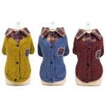 British Campus Style Pet Coat Fashionable Autumn Winter Dog Apparel Pet Accessories Lapel Plaid Dog Sweater for sale
