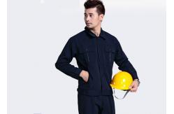 China Dark Blue Polyester Industrial Work Uniforms Anti - Pilling / Durable Apparel supplier