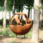 Outdoor Stylish Patio Small Wood Burning Fire Sphere Weathering Steel 1000mm Diameter for sale