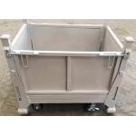 500Kg White Metal Pallet Cage Warehouse Stillages Trolley With Wheels for sale