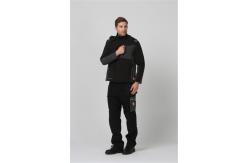 China Hidden Zipper Cold Weather Workwear , Mens Black Soft Shell Jacket supplier
