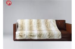 China Soft Cream Rabbit Throw Faux Fur Blanket Rectangular Winter Custom Logo supplier