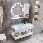 Rectangle Double Sink Waterproof Bathroom Vanity With Smart Lighted Led Mirror