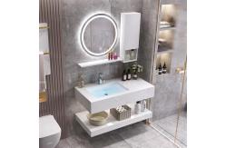 China Rectangle Double Sink Waterproof Bathroom Vanity With Smart Lighted Led Mirror supplier