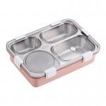 Metal Bento Lunch Box 4 Compartment 304 Stainless Steel Sealed Insulation 1130ml  Blue