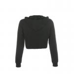 Custom Logo Women Cotton Casual Sweatshirt Spring Fall Drawstring Crop Top Zipper Hoodies