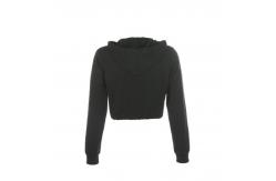 China Custom Logo Women Cotton Casual Sweatshirt Spring Fall Drawstring Crop Top Zipper Hoodies supplier
