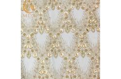 China 20% Polyester Material 3D Flower Lace Fabric With Beads supplier