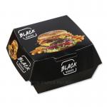 Black Kraft Paper Takeaway Burger Boxes Disposable Hamburger Packaging for sale