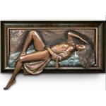 Woman Relaxing Bronze Relief Sculpture Decorative OEM / ODM Acceptable for sale