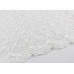 Beautiful Embroidered Lace Fabric Scalloped Edge Lace Fabric For Ivory Wedding Dresses for sale