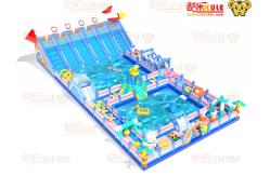 China Large Inflatable Water Fun Park Obstacles Around Two Big Pool 15*30*7m supplier